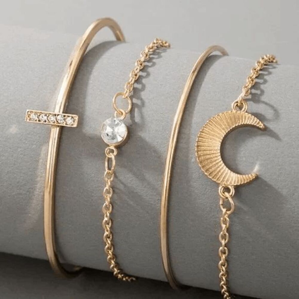 Ladies Moon Bangle Bracelet Set - Picture 3 of 3